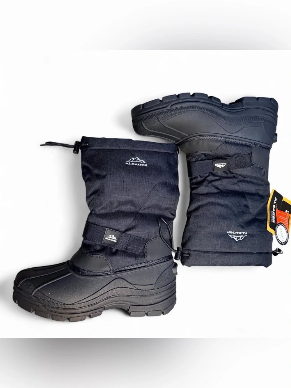 Alpader Men's Black Waterproof Snow Boots
